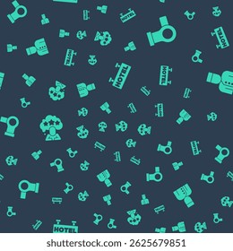 Set Signboard with text Hotel, Hair dryer, Five stars rating review and Concierge on seamless pattern. Vector