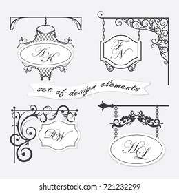 Set of signboards. Can be used as a framework, signs for design. Vector. 