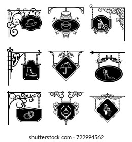 Set of signboards. Can be used as a framework, signs for design and design. Vector.