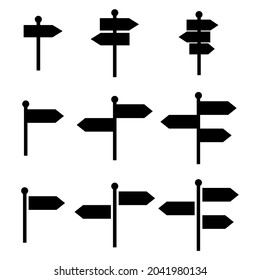 Set of signpost street vector illustration, collection of road arrow symbol isolated on white background, web pointer .