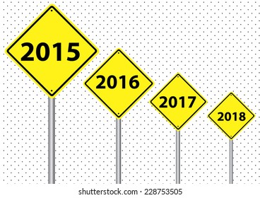 a set of signs from 2015 to 2018