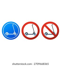 Set of signs allowed and prohibited for electric scooters.vector illustration