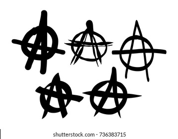 Set of signs of anarchy on a white background. Vector art.