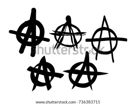 Set of signs of anarchy on a white background. Vector art.