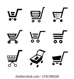 Juego de carteles con un tranvía negro para la tienda. 