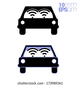 Set signs for car with wireless network on white background. Vector illustration. 