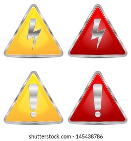 set of signs of danger on a white background