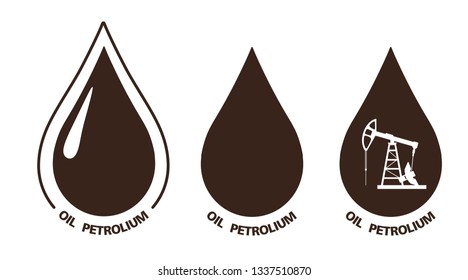 Set of signs of a drop of oil. Vector symbol sign on white background.