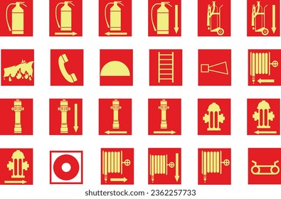 SET of signs ICONS fire and emergency