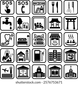The set of signs isolated on white background