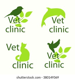 Set signs or labels for veterinary clinics caring for the animals, for your products to animals, advertising, design