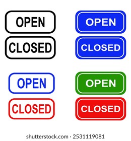 Set of Signs Open and Closed. Vector illustration. Open and Closed sign isolated on white background