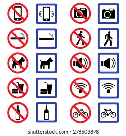 A set of signs prohibiting and approving.