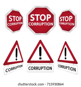 Set of signs prohibiting corruption. Stop corruption. Vector illustration.