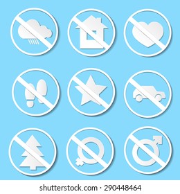 a set of signs prohibiting various types