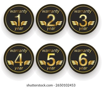 Set of signs quality guarantee Premium quality round black with gold text vector image