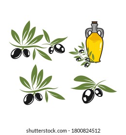 A set of signs and symbols of the olive and olive oil.