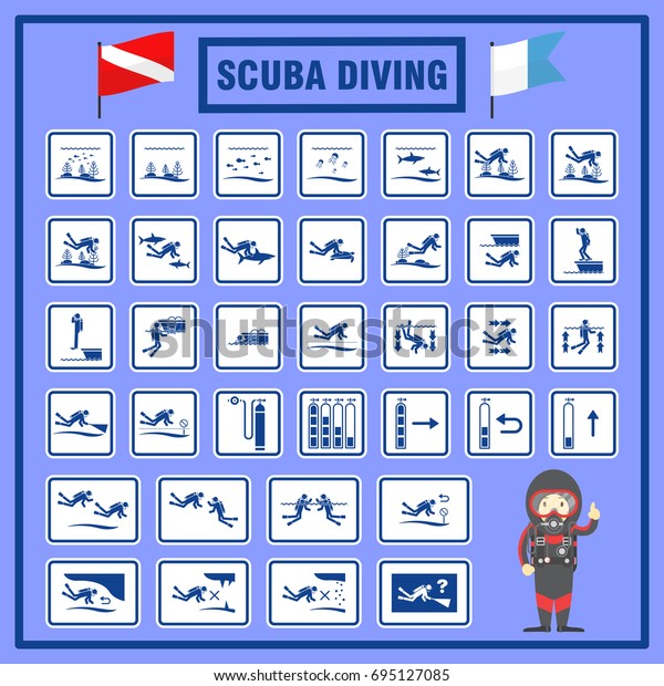 Stock vektor „Set Signs Symbols Scuba Diving Signs“ (bez autorských ...