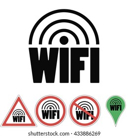 set of signs and symbols Wi-Fi -indicates the sign prohibiting authorizing the wifi sign vector for print or design