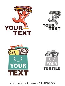 set of signs of textile, isolated