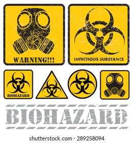 set of signs warning of biological hazards