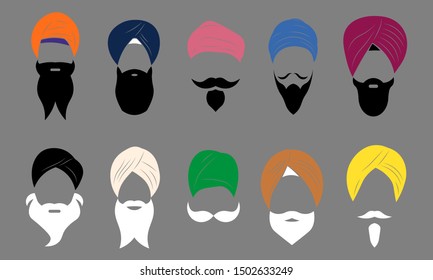 Set Sikh turban, vector art