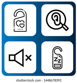 Set of silence icons such as Do not disturb, Ear, Mute , silence