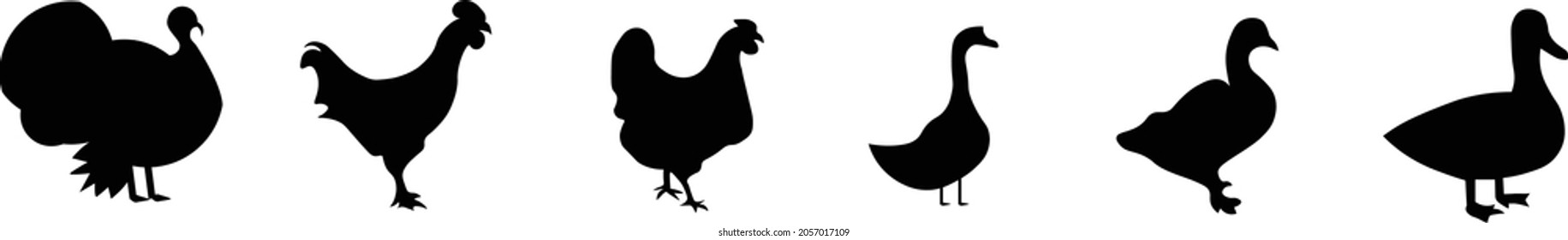 Set silhouet domestic farm animals 