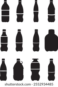 Conjunto de silueta de Ilustración vectorial abstracta de las diferentes botellas.
