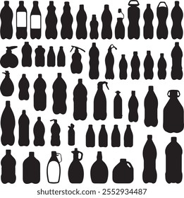 Set of silhouette abstract vector illustration of the different bottles.