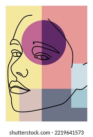set of silhouette abstract woman posters in boho style