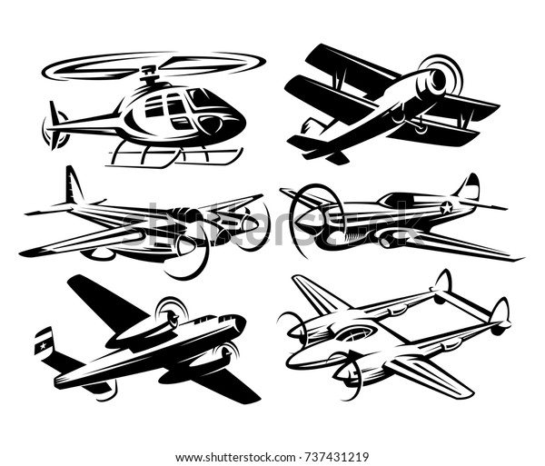 Set silhouette aircraft\
illustration