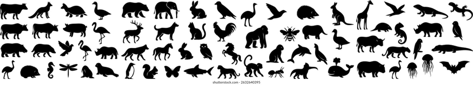 set of silhouette animal. animal silhouette pack