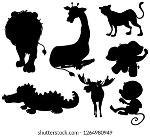 Set Silhouette Animals Illustration Stock Vector (Royalty Free ...