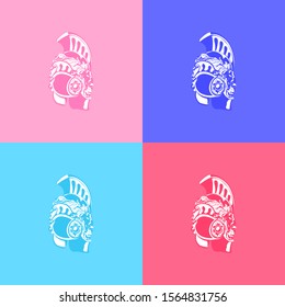 Set of silhouette antiques Roman or Greek or German helmet for head protection soldiers with a crest and wreath of leaves on colorful background, retro pop art concept, vector illustration