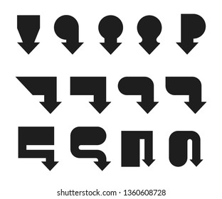 Set silhouette arrows with different geometrical figure for copy space