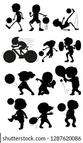Set of silhouette athlete character illustration