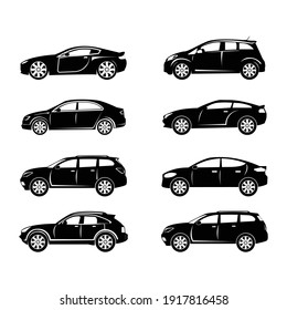 set of silhouette automobile illustration vector