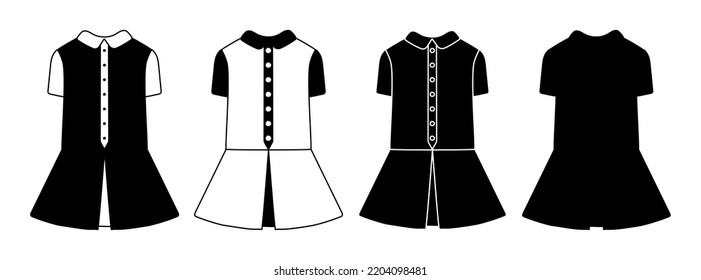 Set of silhouette baby dresses. Children's clothing model