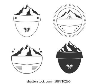 Set of silhouette badge shapes. Simple badge shapes design for outdoors patches, labels. Silhouett badge shapes templates. Vector.