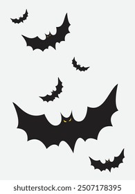 set of silhouette bat on transparent background, vector design