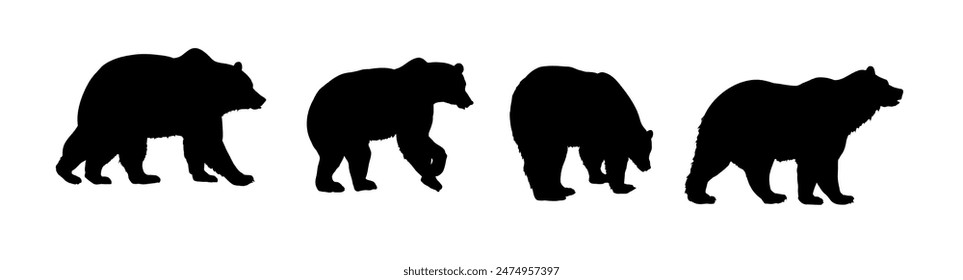 Set of silhouette of a bear	