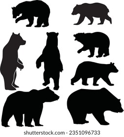 set of silhouette bear collection