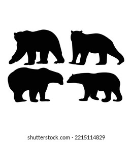 set of silhouette bear vector illustration