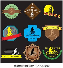 set of silhouette bicycle logo badge and banner vector format