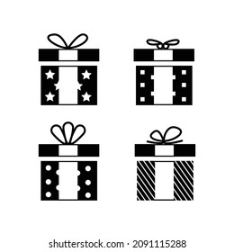 Set of silhouette black gift box design vector