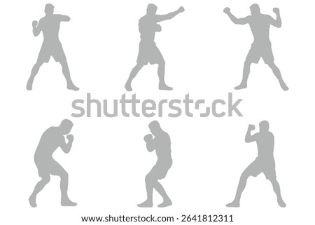 set of silhouette of boxer in dynamic pose. Silhouette of a boxer .