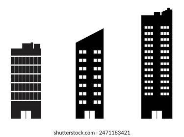 set of silhouette building on white background, vector design	