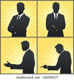 Set of Silhouette business man. Vector design. 