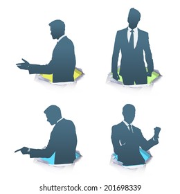 Set of silhouette of businessman. Vector design. 